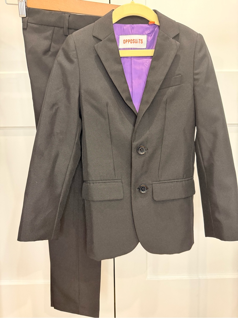 OppoSuits Boys Black Suit with Purple Lining - Two-Piece Blazer & Pants